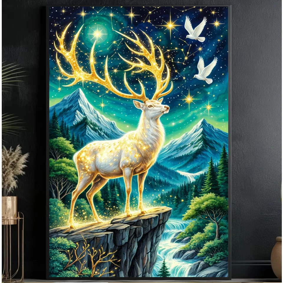 Resin Art Work - Neu eingetroffen: Diamantmalerei-Kunst, Traumhaftes Goldelch, Voll-Diamant-Mosaik-Stickset,
