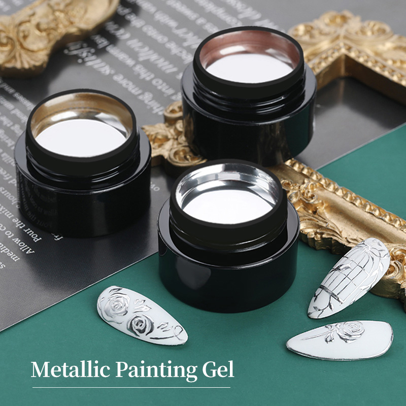 Resin Art Rose - BORN PRETTY 5ml Metall-Gel-Nagellack mit Silber-Roségold,