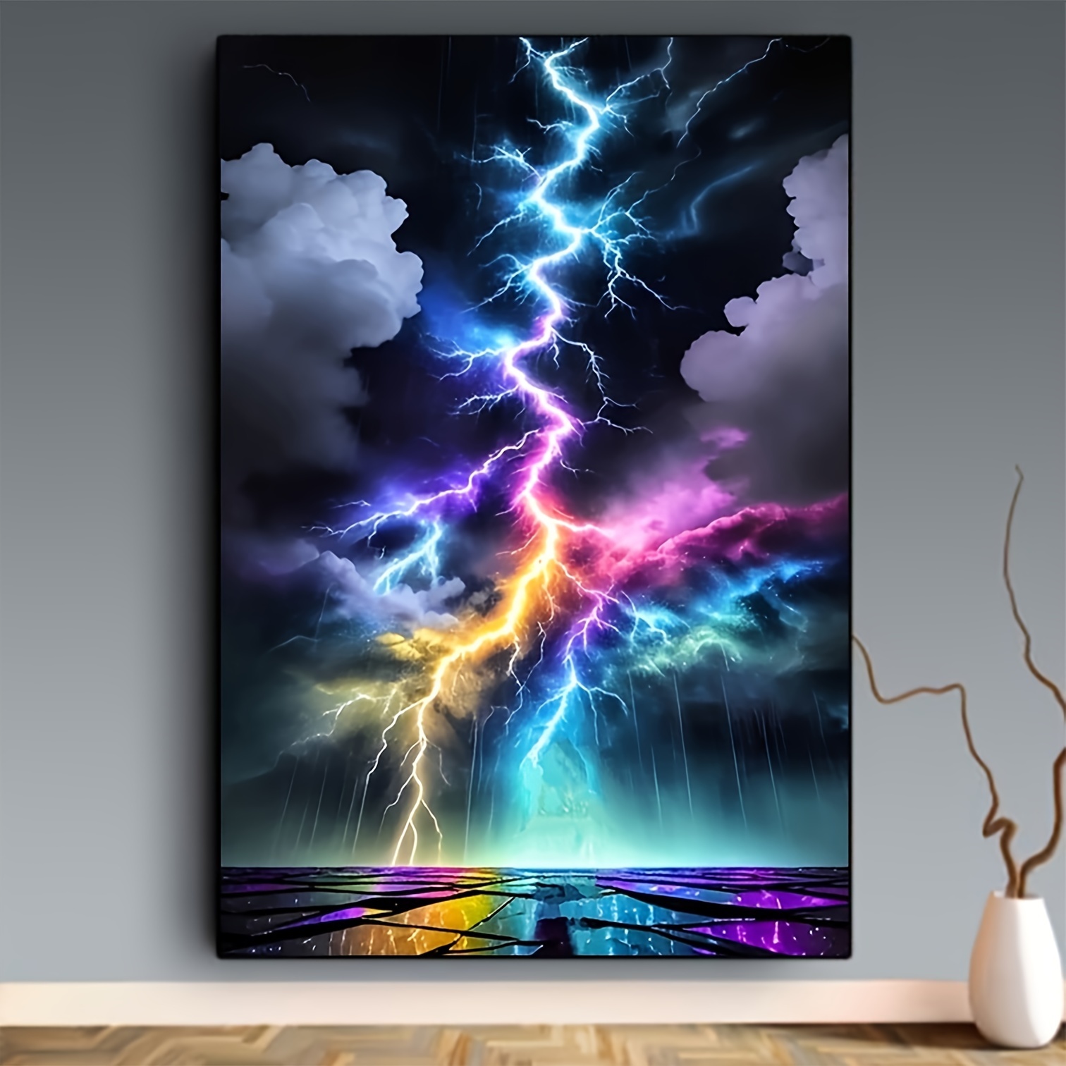 Resin Art Wallpaper - DIY Diamantmalerei Buntes Blitzmuster Volle Runde