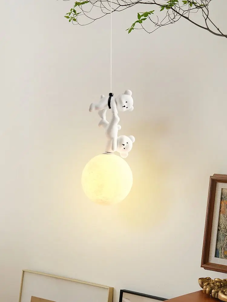 Resin Art Baby - Bärenlampe Cartoon Kinderzimmer Nachttisch-Pendelleuchte Harz Kinderzimmer