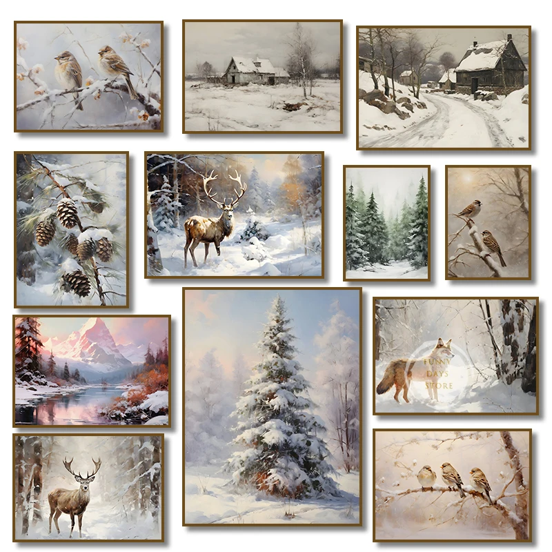 Retro Winterlandschaft mit Hir – Resin Art Wallpaper Bewertung und Preis